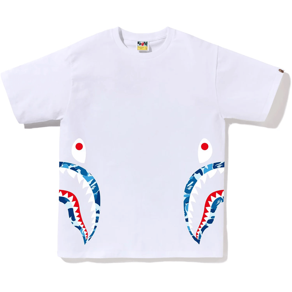Bape Abc Camo Side Shark Majica Muška Bela X Plava