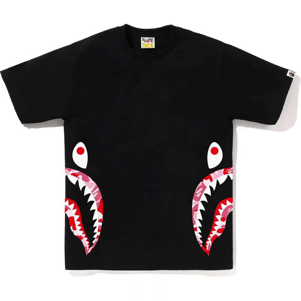 BAPE ABC Kamuflažna Majica Sa Ajkulom Sa Strane, Muška, Crna/roze