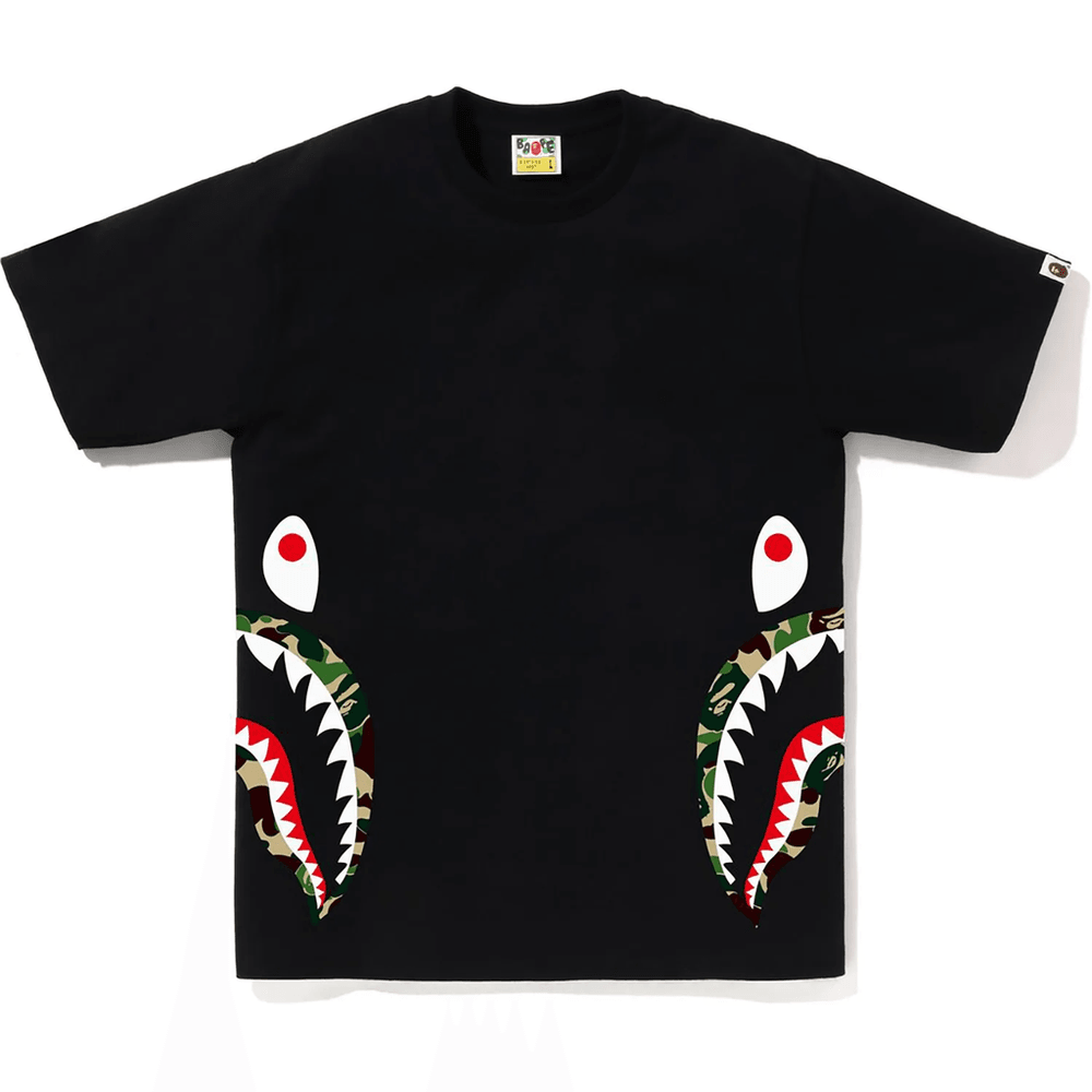 BAPE ABC Kamuflažna Majica Sa Ajkulom Sa Strane, Muška, Crna X Zelena