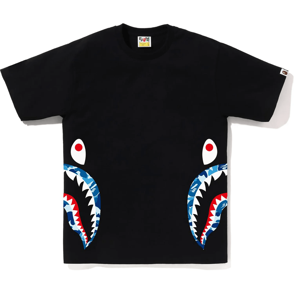 Bape Abc Camo Side Shark Tee Meeste Must X Sinine