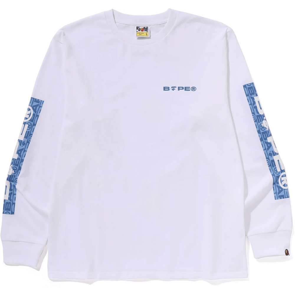 Bape Lux Sport Pattern Logo Ls Tee Muška Bela Majica