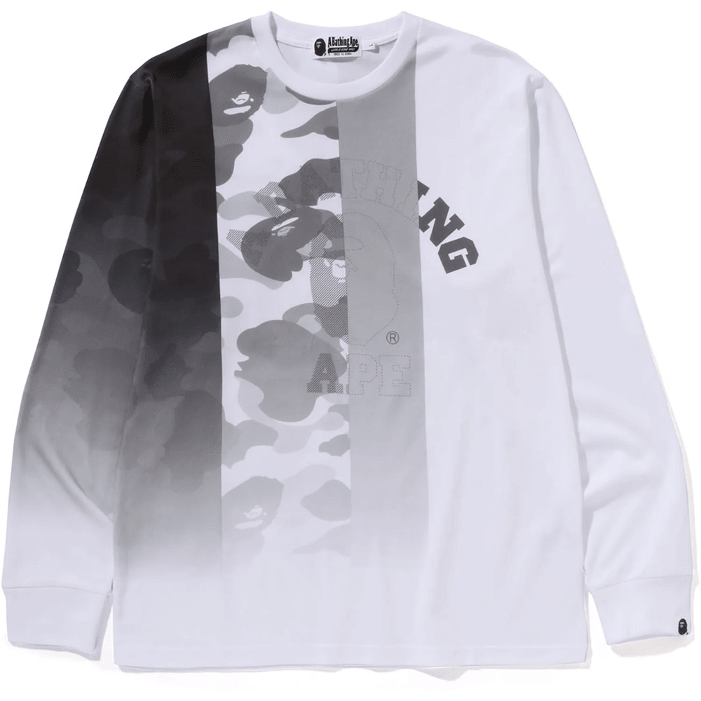 Bape Patchwork Mintás Hosszú Ujjú Póló Férfi Fehér