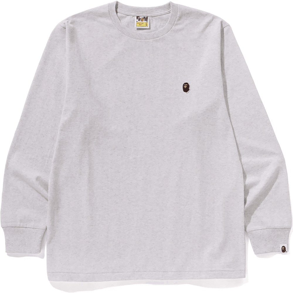 Bape One Point Ls Tee Grå For Menn