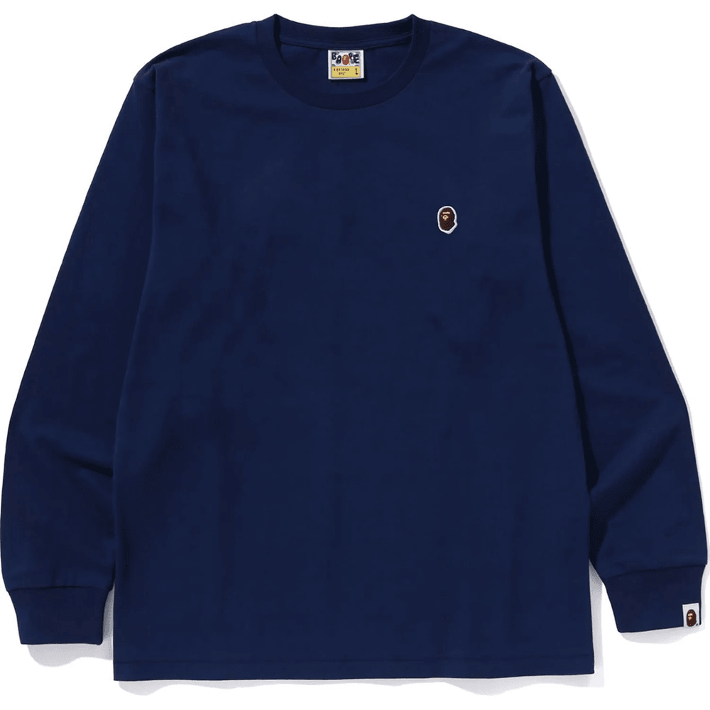 Bape One Point Ls Tee Herre Marineblå
