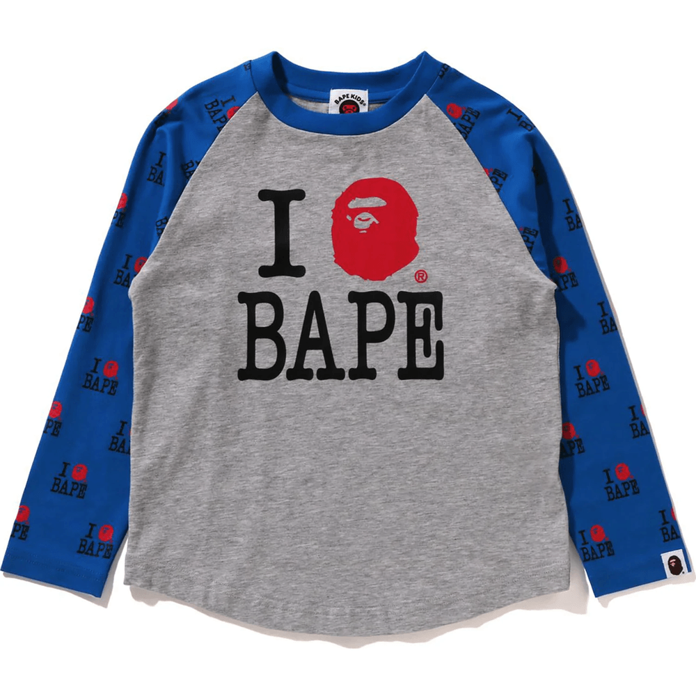 Jeg Elsker BAPE Raglan Langermet T-skjorte For Barn, Grå