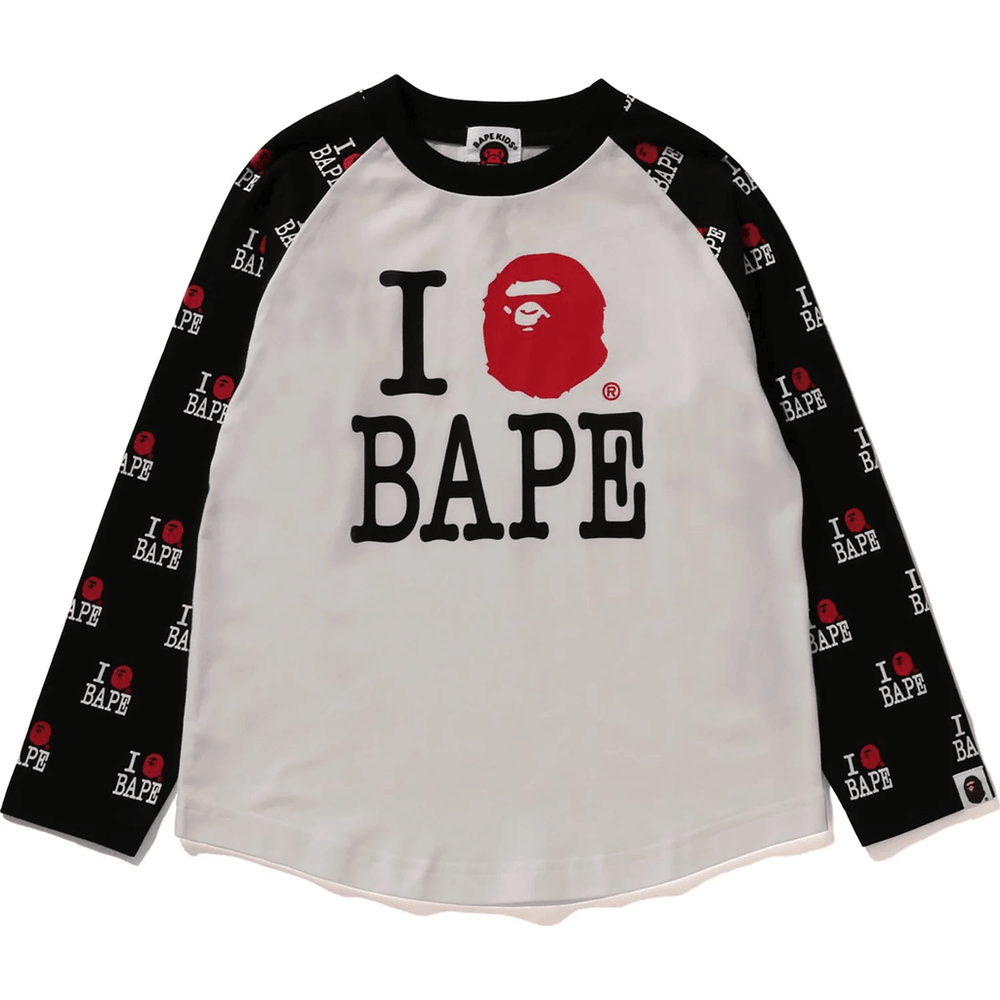 Jeg Elsker BAPE Raglan Langermet T-skjorte For Barn, Hvit