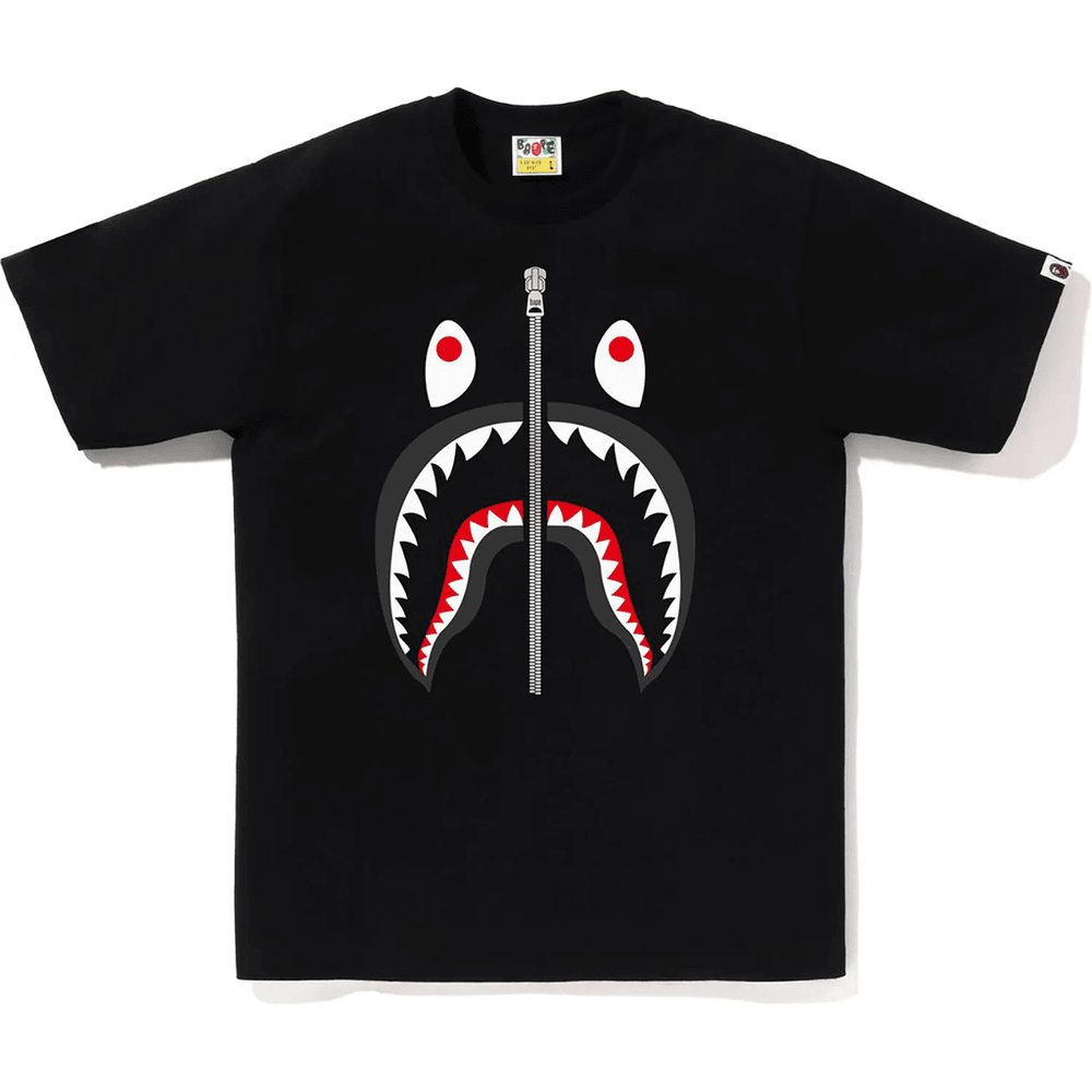 Bape Moška Bombažna Majica S Kratkimi Rokavi Z Glavo Morskega Psa, črna
