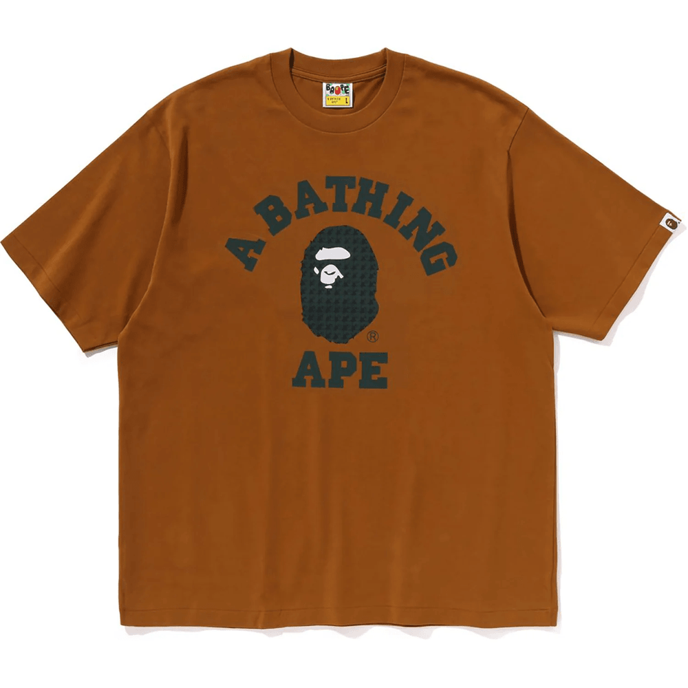 Bape STA HOUNDSTOOTH COLLEGE RELAXED FIT TEE MENS Brown