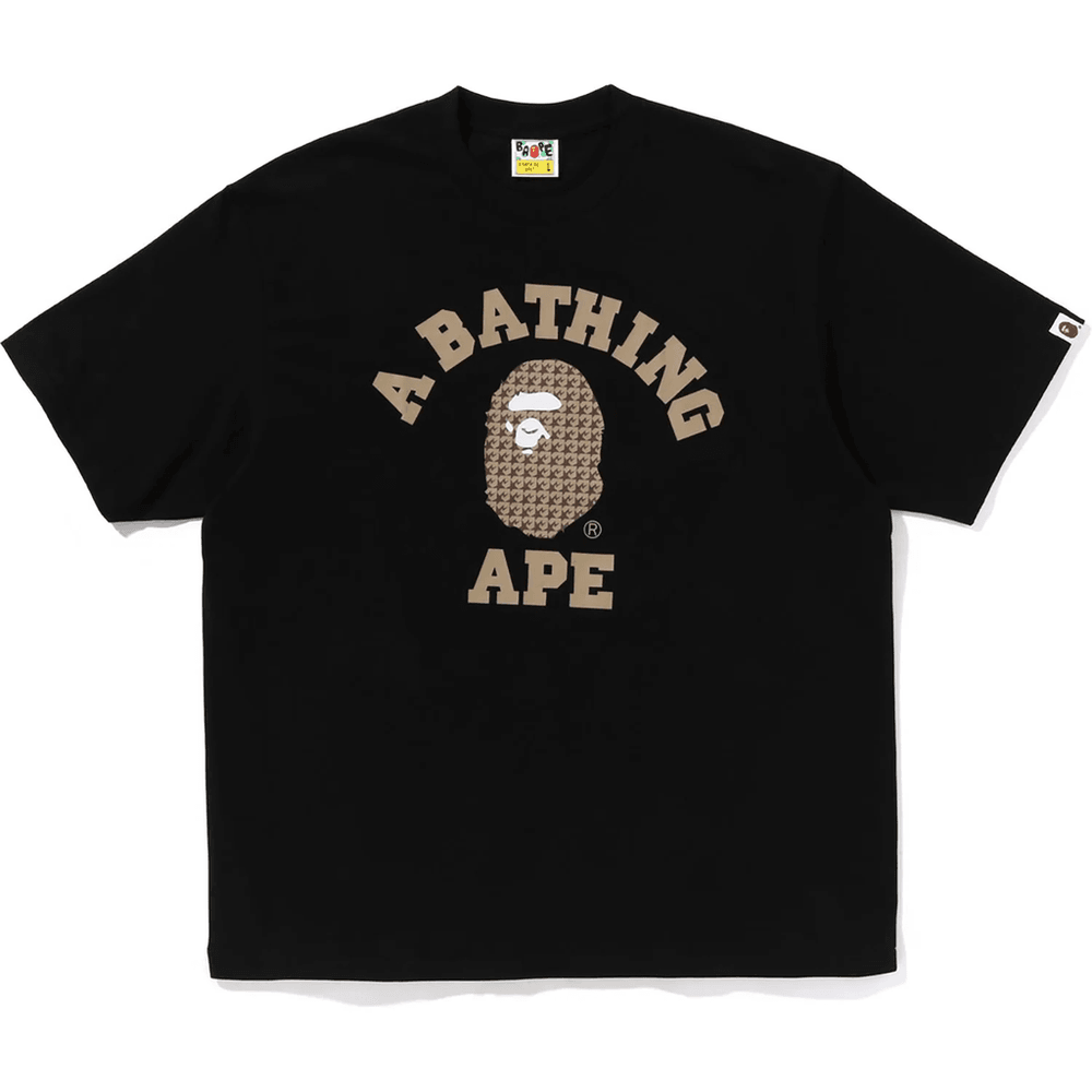 Bape STA HOUNDSTOOTH COLLEGE RELAXED FIT TEE MENS Black