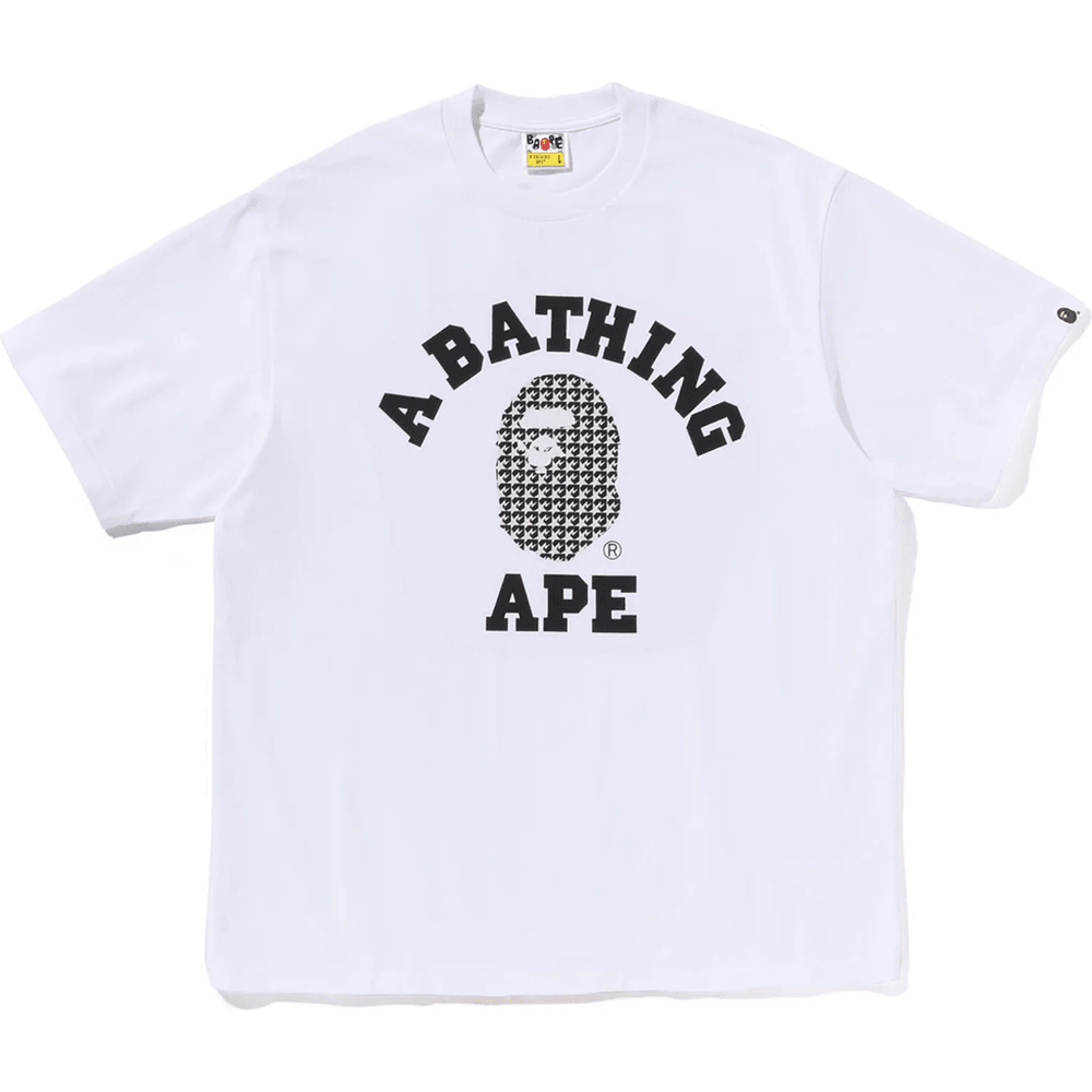 Bape STA HOUNDSTOOTH COLLEGE RELAXED FIT TEE MENS White