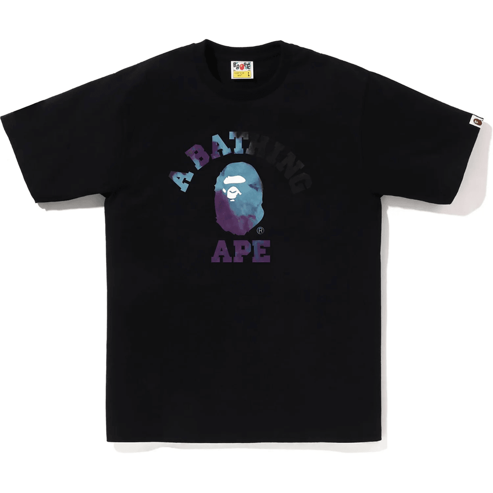 Bape Tie Dye College Tee, Svart X Svart, Herre