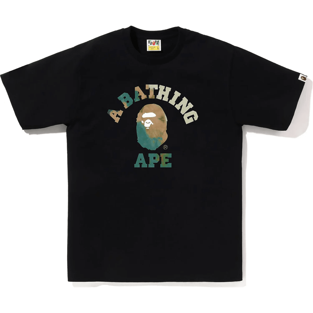 Bape Tie Dye College T-skjorte For Menn, Svart/beige