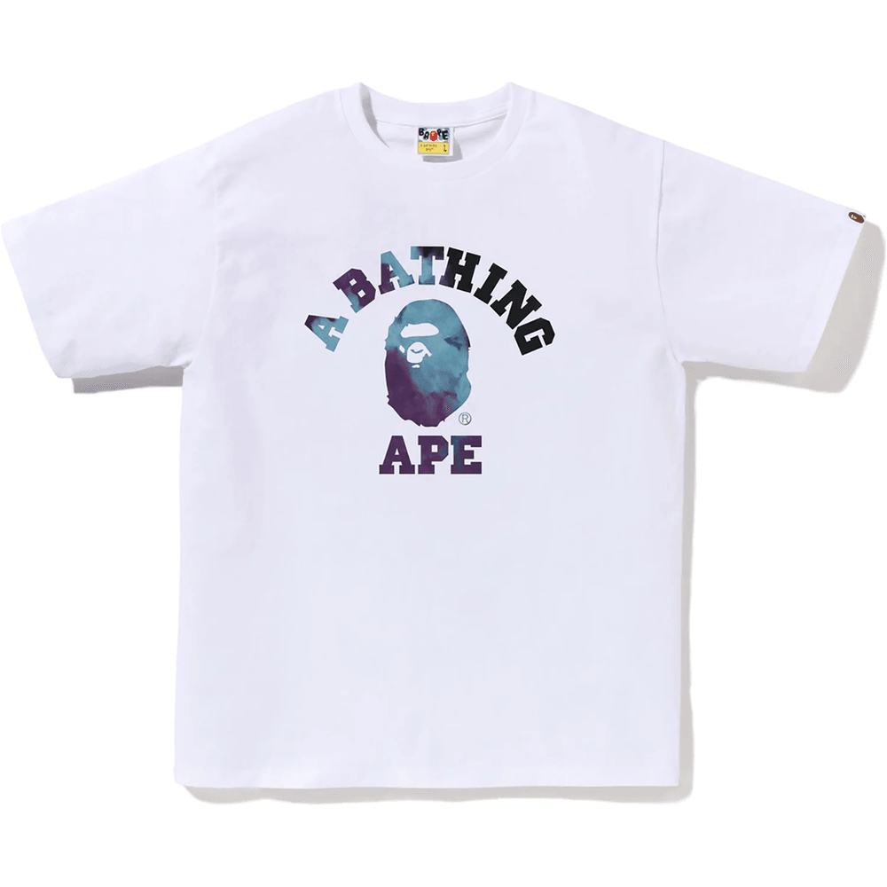 Bape Tie Dye College T-skjorte Herre Hvit X Svart