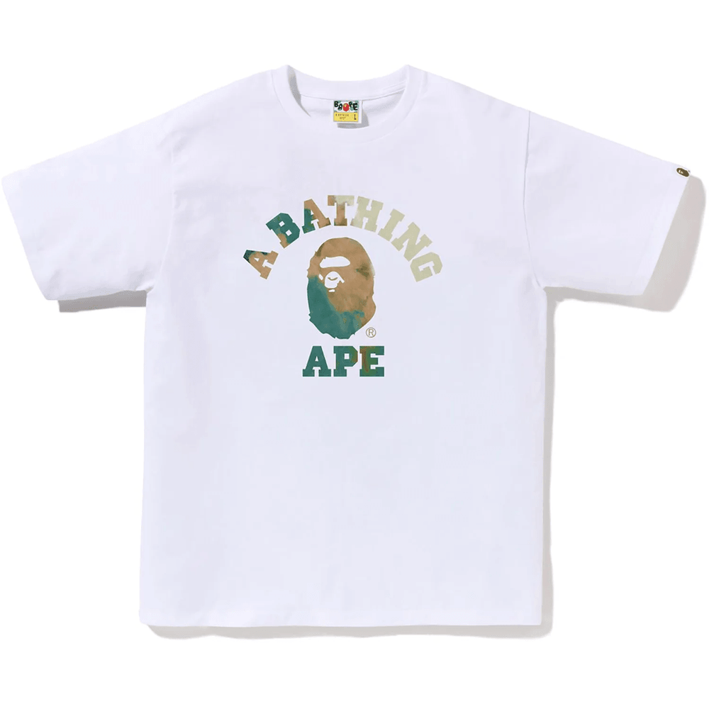 Bape Tie Dye College T-skjorte Herre Hvit X Beige