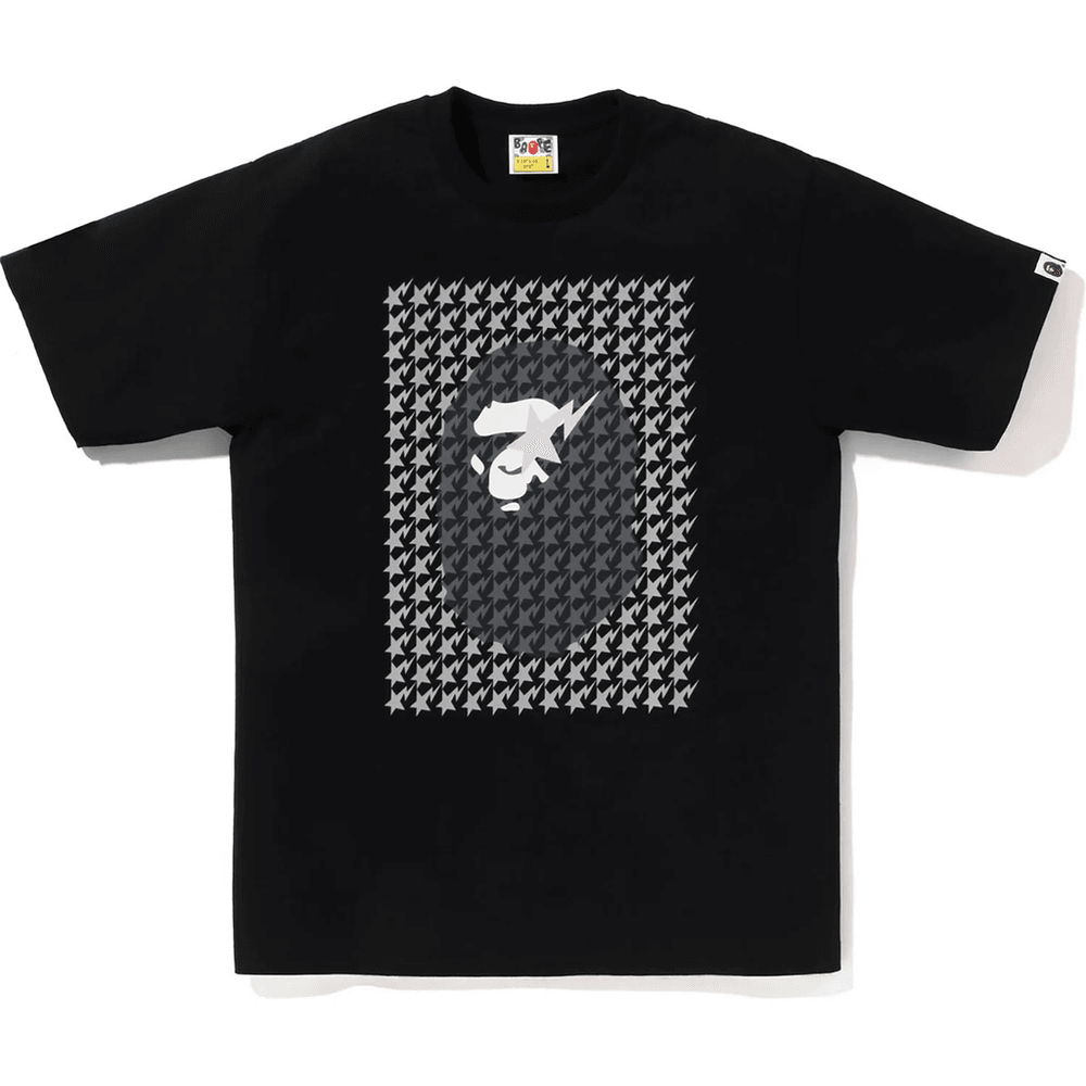 Bape Sta Houndstooth Ape Head Tee Pánske čierne X čierne