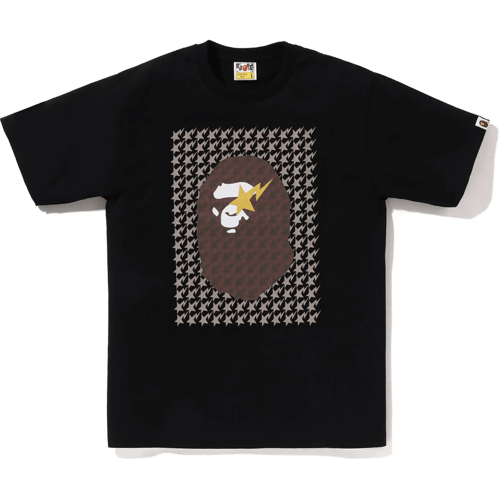 Koszulka Męska Bape Sta Houndstooth Ape Head Tee Czarno-brązowa
