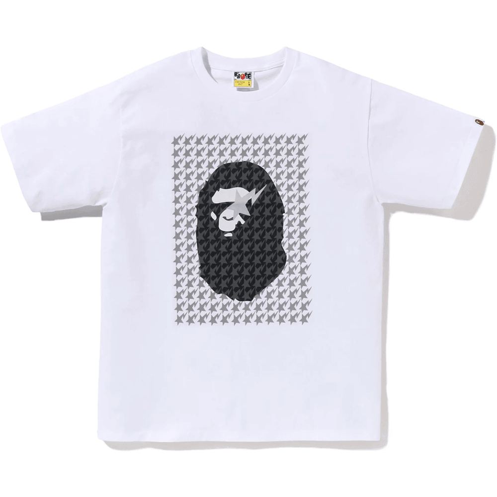 Bape Sta Houndstooth Ape Head Tee Pánske Biele X čierne