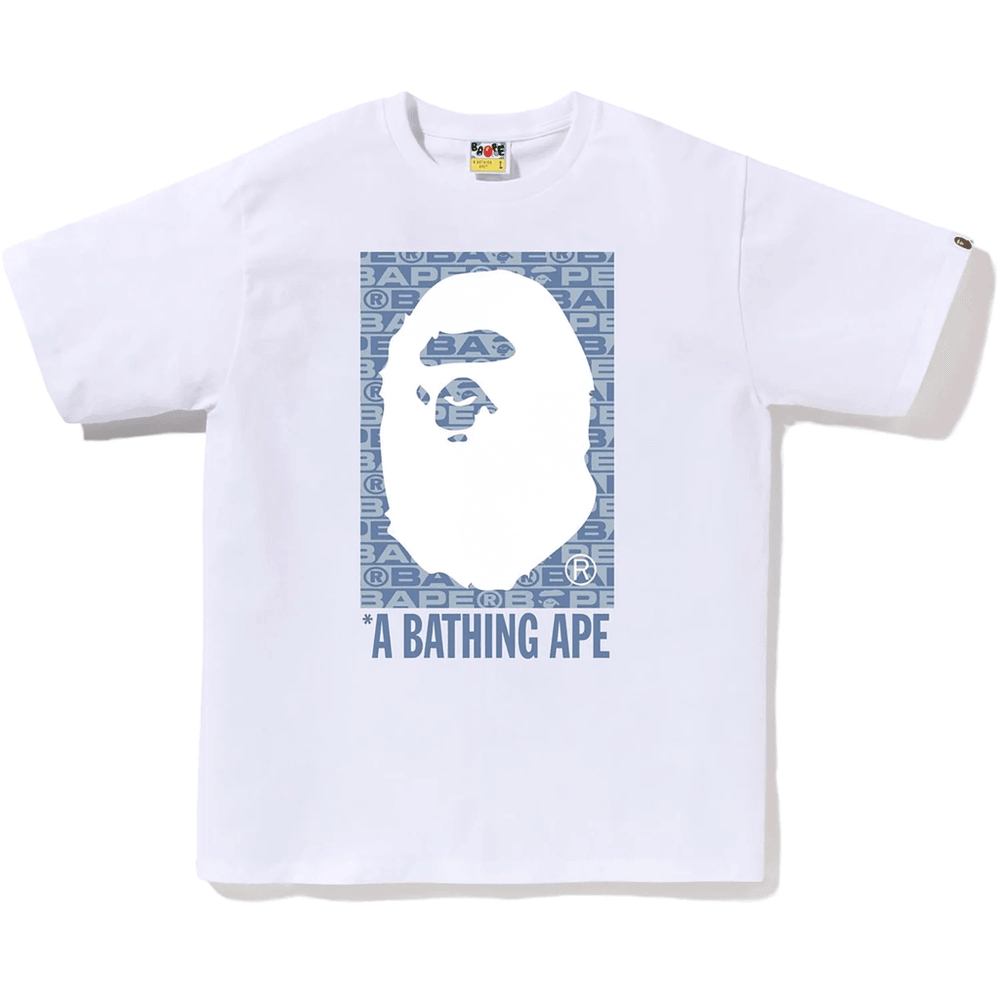 Bape Lux športový Vzor Box Opičia Hlava Tričko Pánske Biele