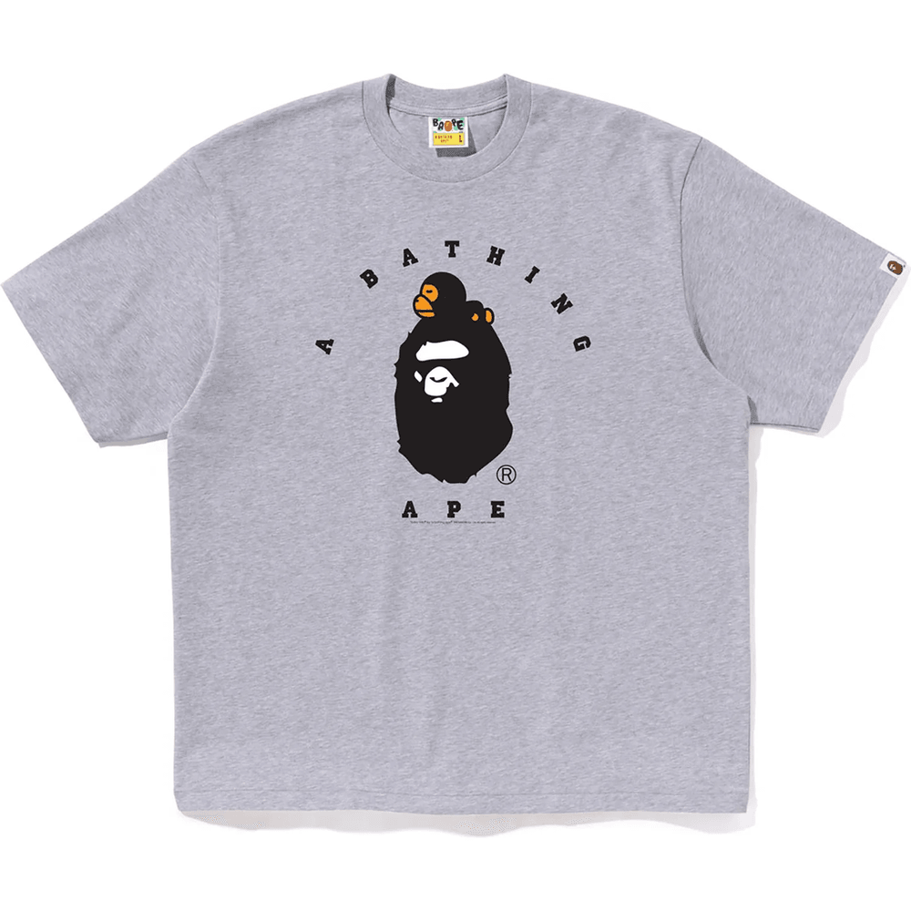 Bape Milo College Relaxed Fit Tee Pria Abu-abu