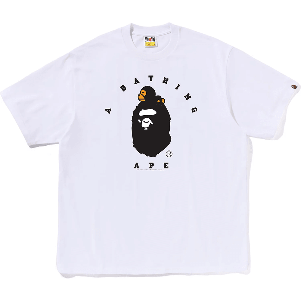 Bape Milo College Majica Sproščenega Kroja, Moška, Bela