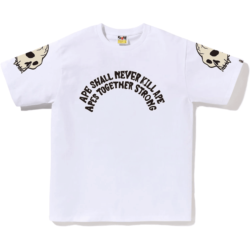 Bape Pánske Tričko Souvenir Skull Logo Biele