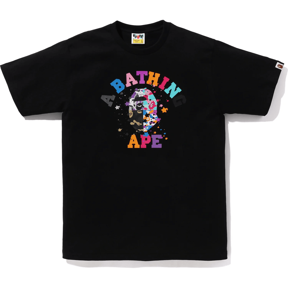 Bape Tricou Pentru Bărbați US College Multi Cam Sta Negru