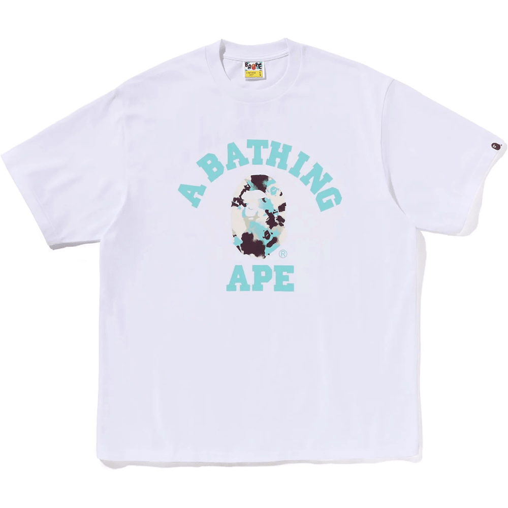 Bape Map Camo College Relaxed Fit T-skjorte Herre Hvit