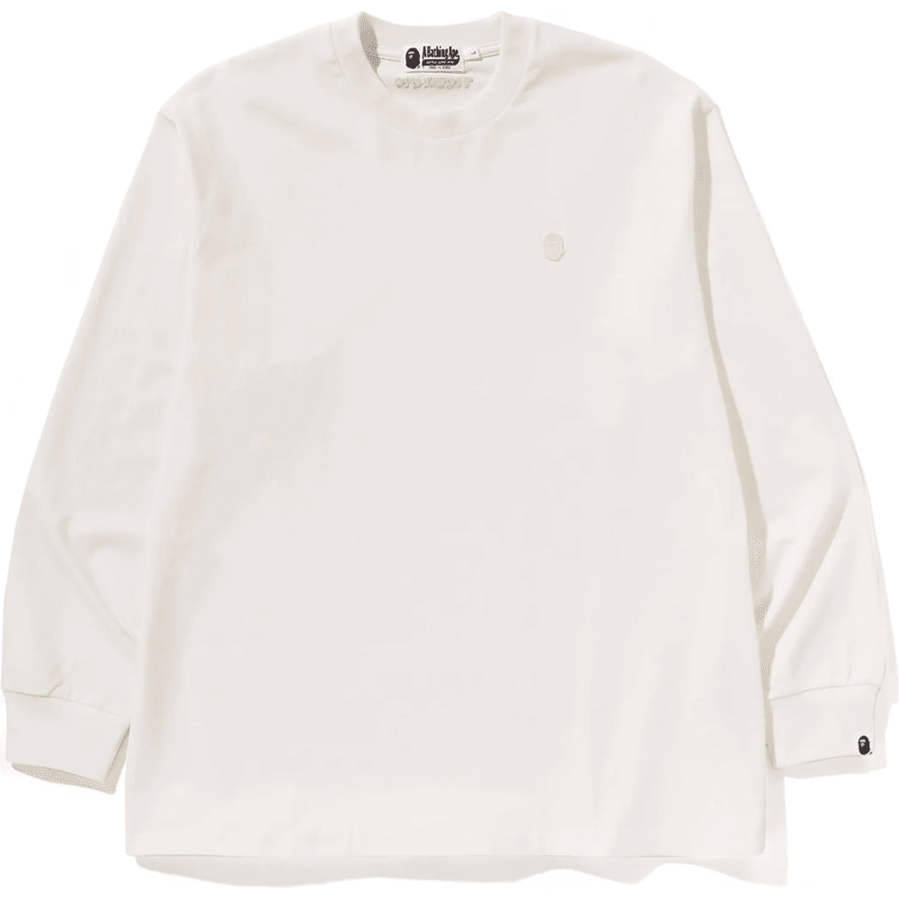 BAPE One Point Relaxed Fit Lange Mouw Shirt Heren Ivoor