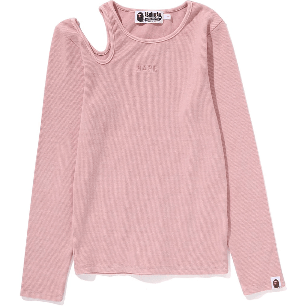 Bape Pigmentfarget Utskåret Ribbestrikket L/s Tee Dame Rosa