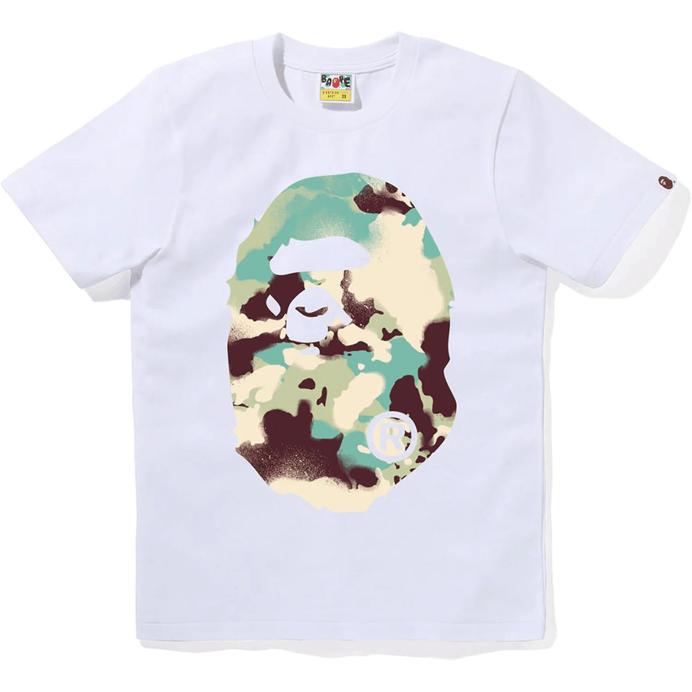 BAPE Map Camo Big Ape Head Tee Damen Weiß X Multi