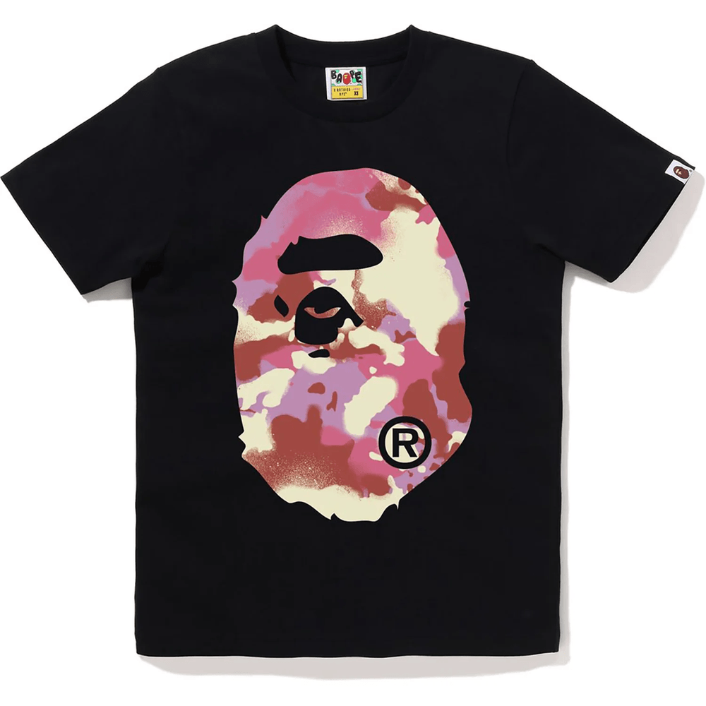 BAPE Map Camo Big Ape Head T-Shirt Für Damen, Schwarz X Pink