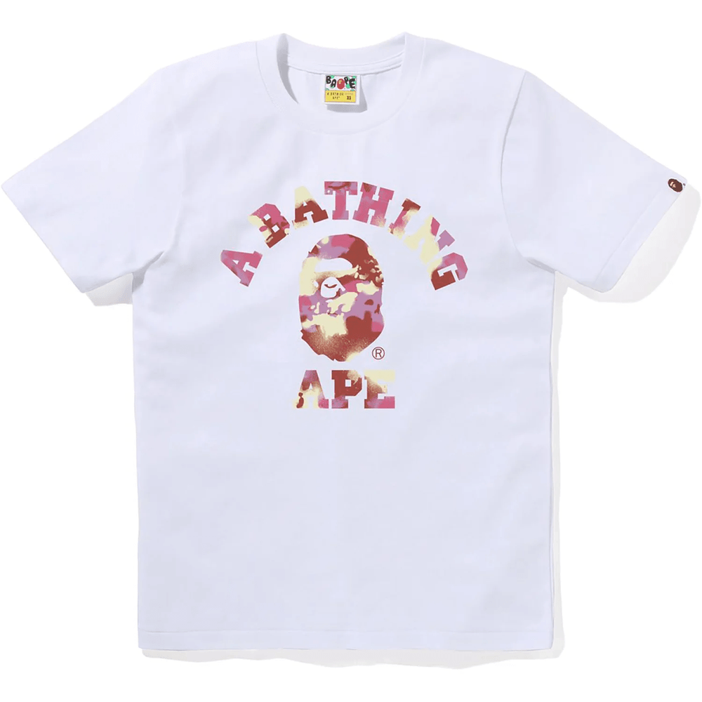 Bape Map Camo College Tee Dame Hvid X Pink
