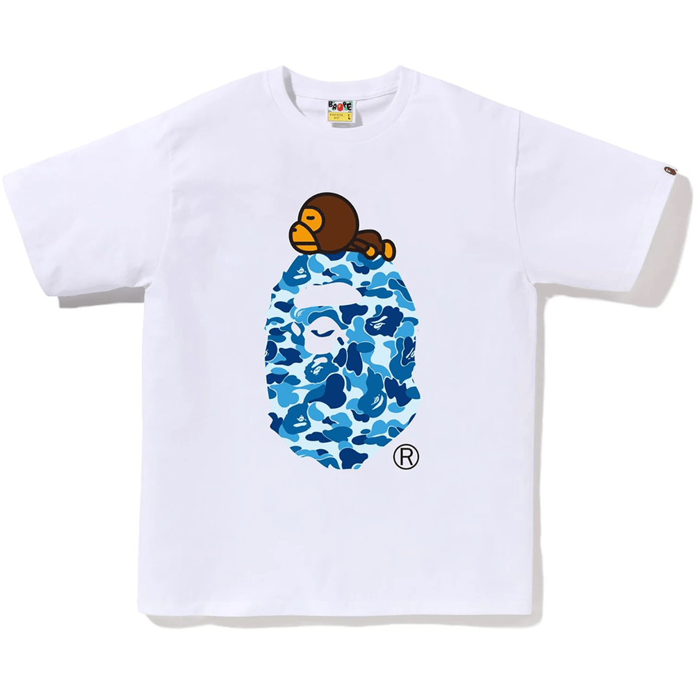 Bape Abc Camo Milo On Big Ape Tee Herr Vit X Blå