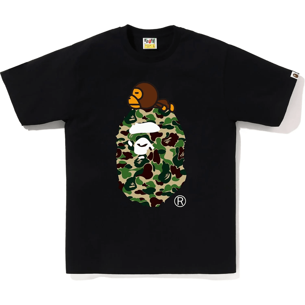 تي شيرت BAPE ABC Camo Milo On Big Ape للرجال، أسود × أخضر