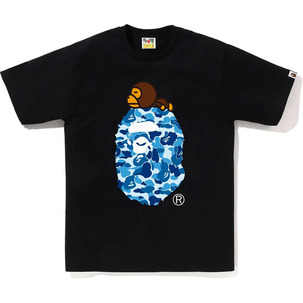 Bape ABC Camo Milo På Big Ape T-shirt Herr Svart X Blå