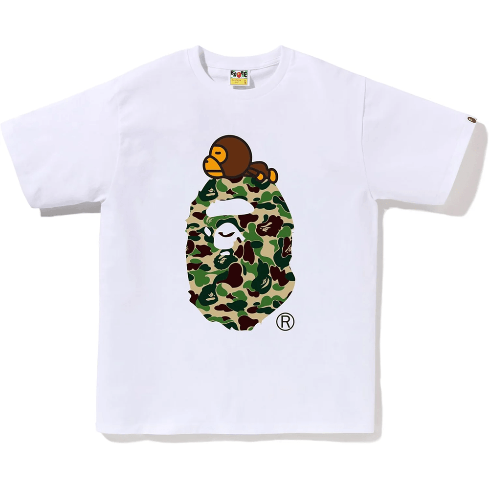 Bape Abc Camo Milo On Big Ape Tee Herr Vit X Grön