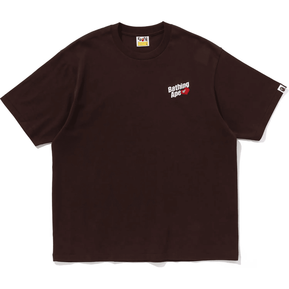 Bape Herre A Bathing Ape Logo Relaxed Fit T-skjorte Brun