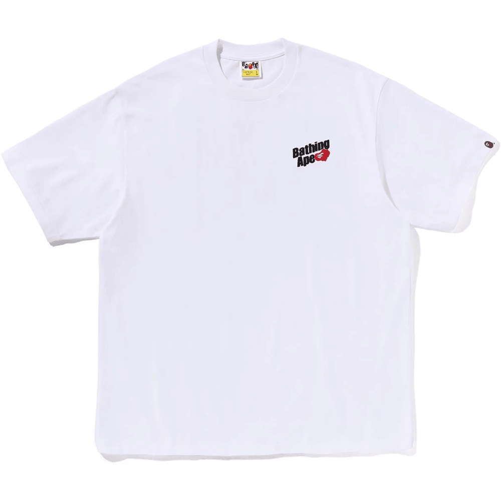 Bape Herre A Bathing Ape Logo Avslappet Passform T-skjorte Hvit