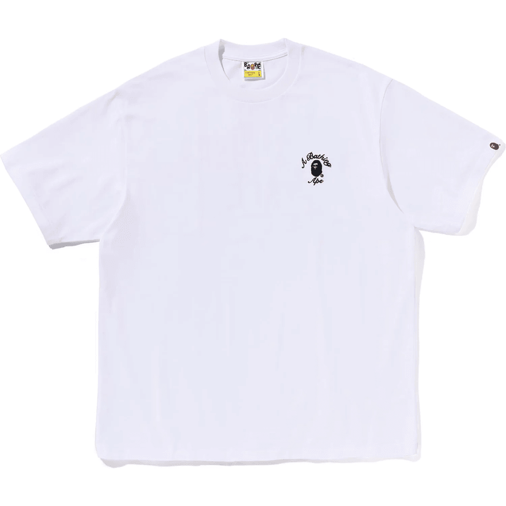 Bape Herr T-shirt Med En Apa, College-stil, Avslappnad Passform, Vit