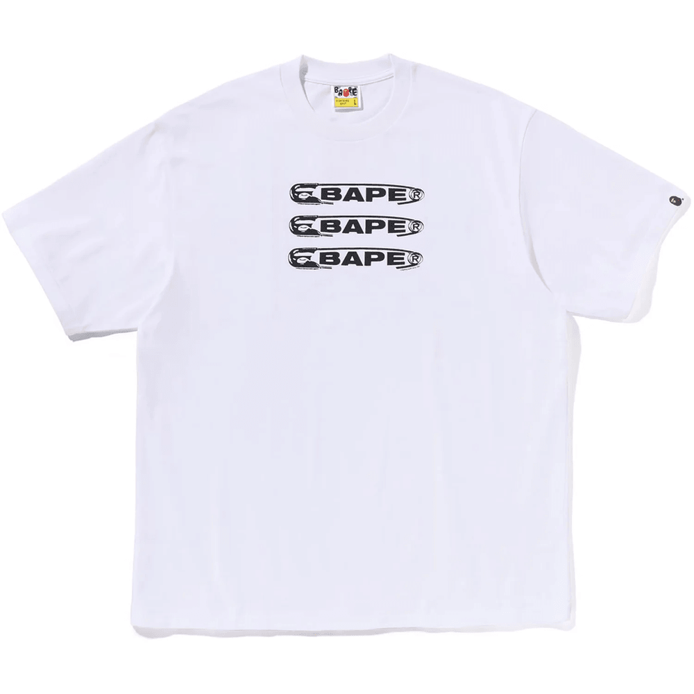 Bape Pin Logo Relaxed Fit T-shirt Herr Vit