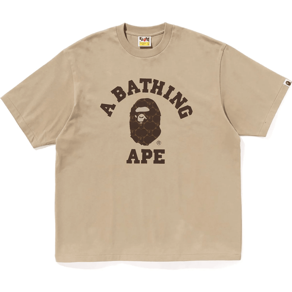 Bape COLLEGE MONOGRAM COLLEGE RELAXED FIT TEE MENS Beige