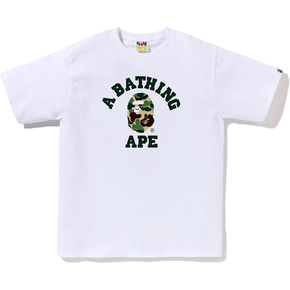 Bape Abc Camo College Tee Herre Hvit X Grønn