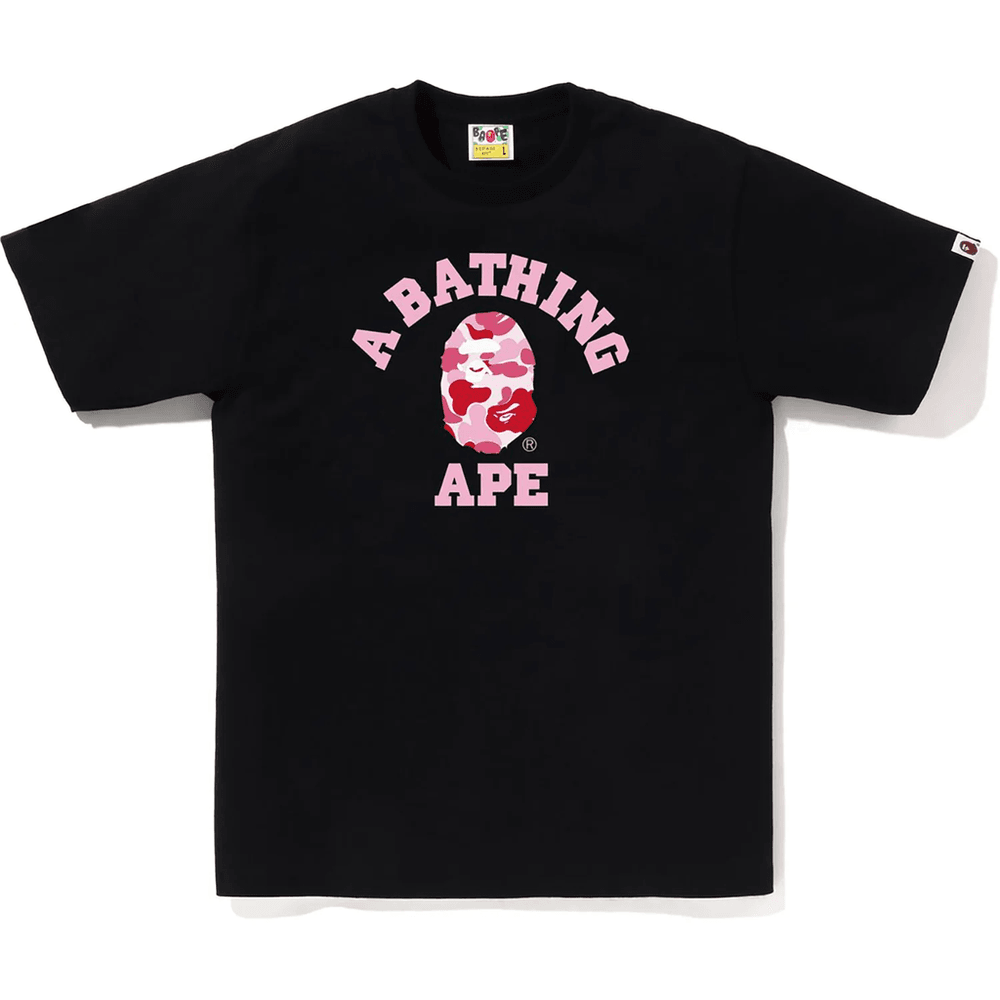 Bape ABC CAMO COLLEGE TEE MENS Black X Pink