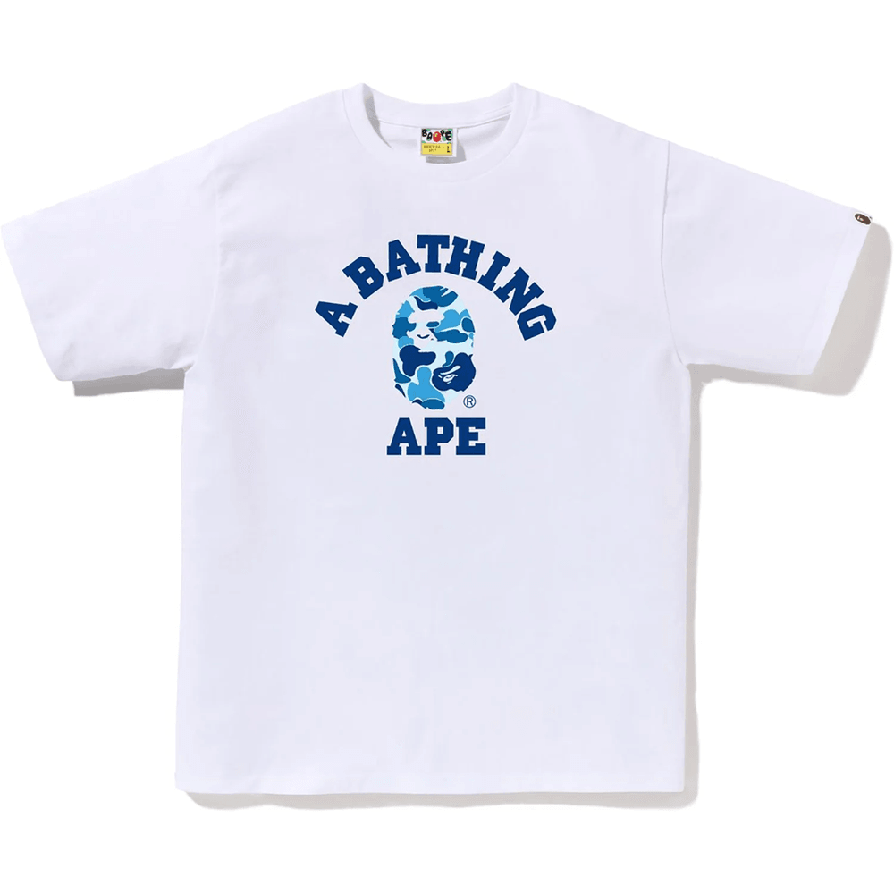 Bape ABC CAMO COLLEGE TEE MENS White X Blue