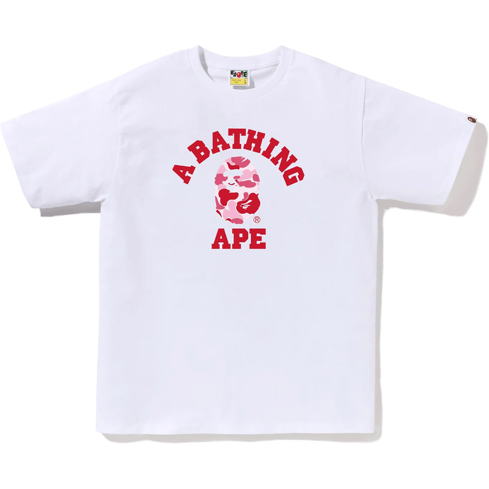 Bape Abc Camo College T-shirt För Män, Vit X Rosa