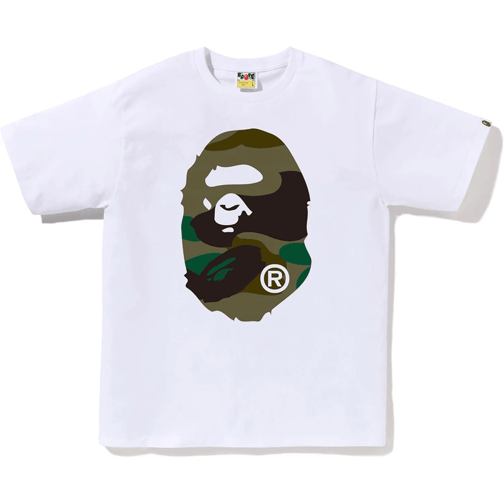 Bape Herr Jätte 1st Camo Big Ape Head T-shirt Vit X Grön