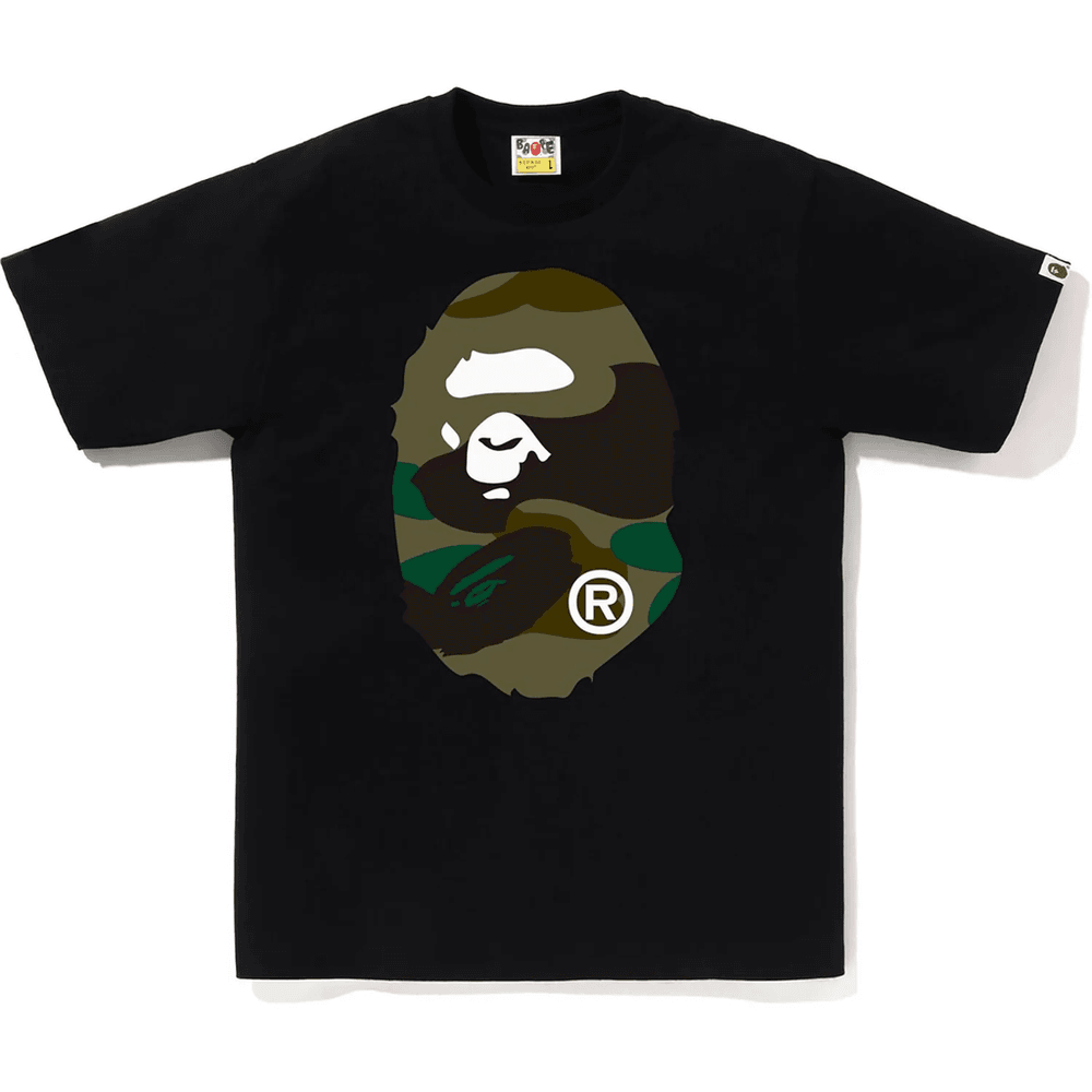 Bape Herr Jättestor 1st Camo Big Ape Head T-shirt Svart X Grön