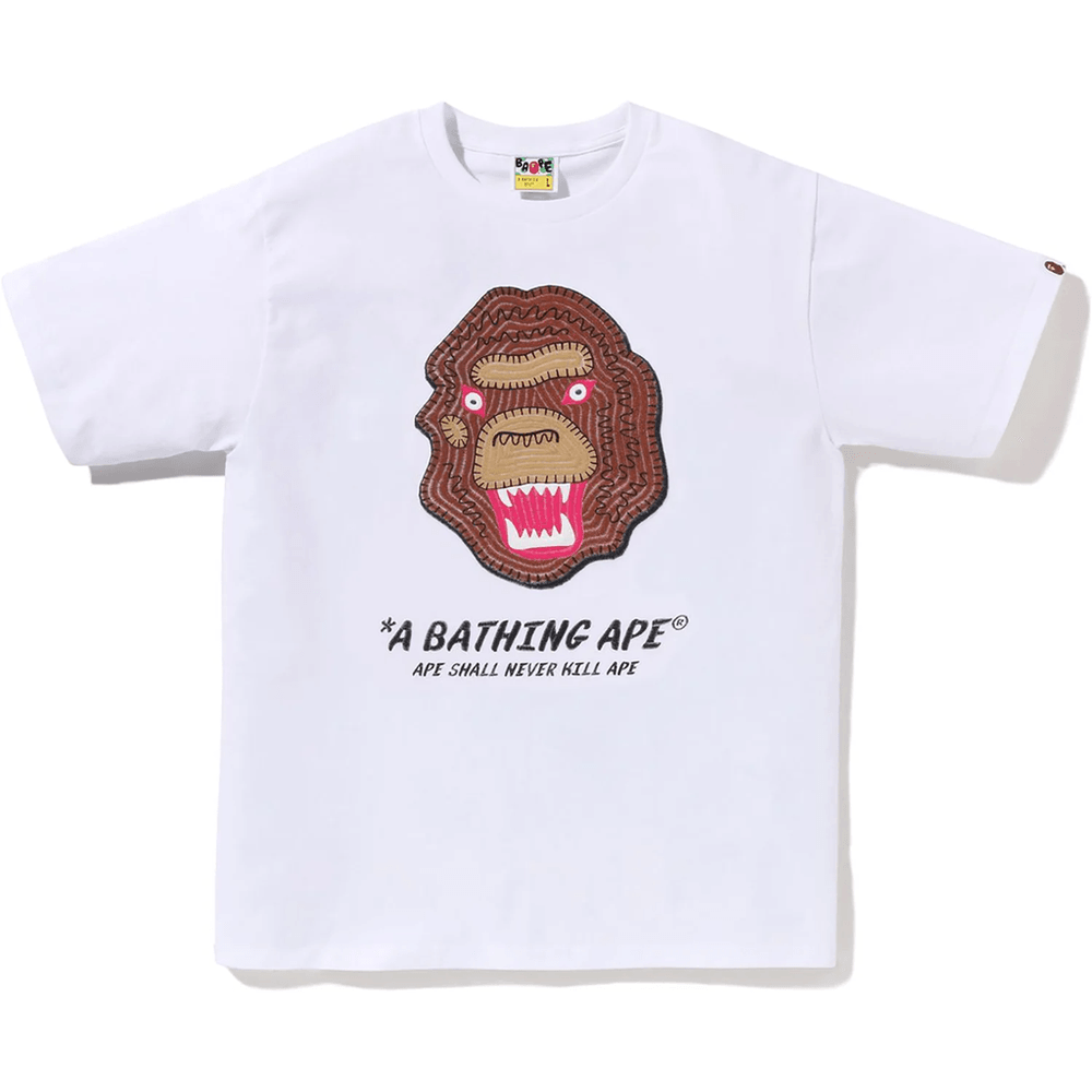 Bape Broderi Stil Souvenir Logo T-skjorte Herre Hvit