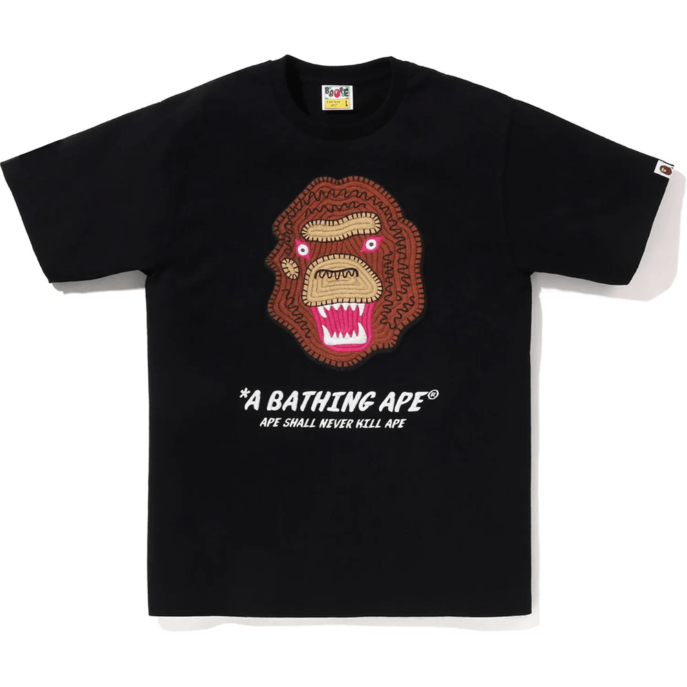 Bape Broderi Stil Souvenir Logo T-skjorte Herre Svart