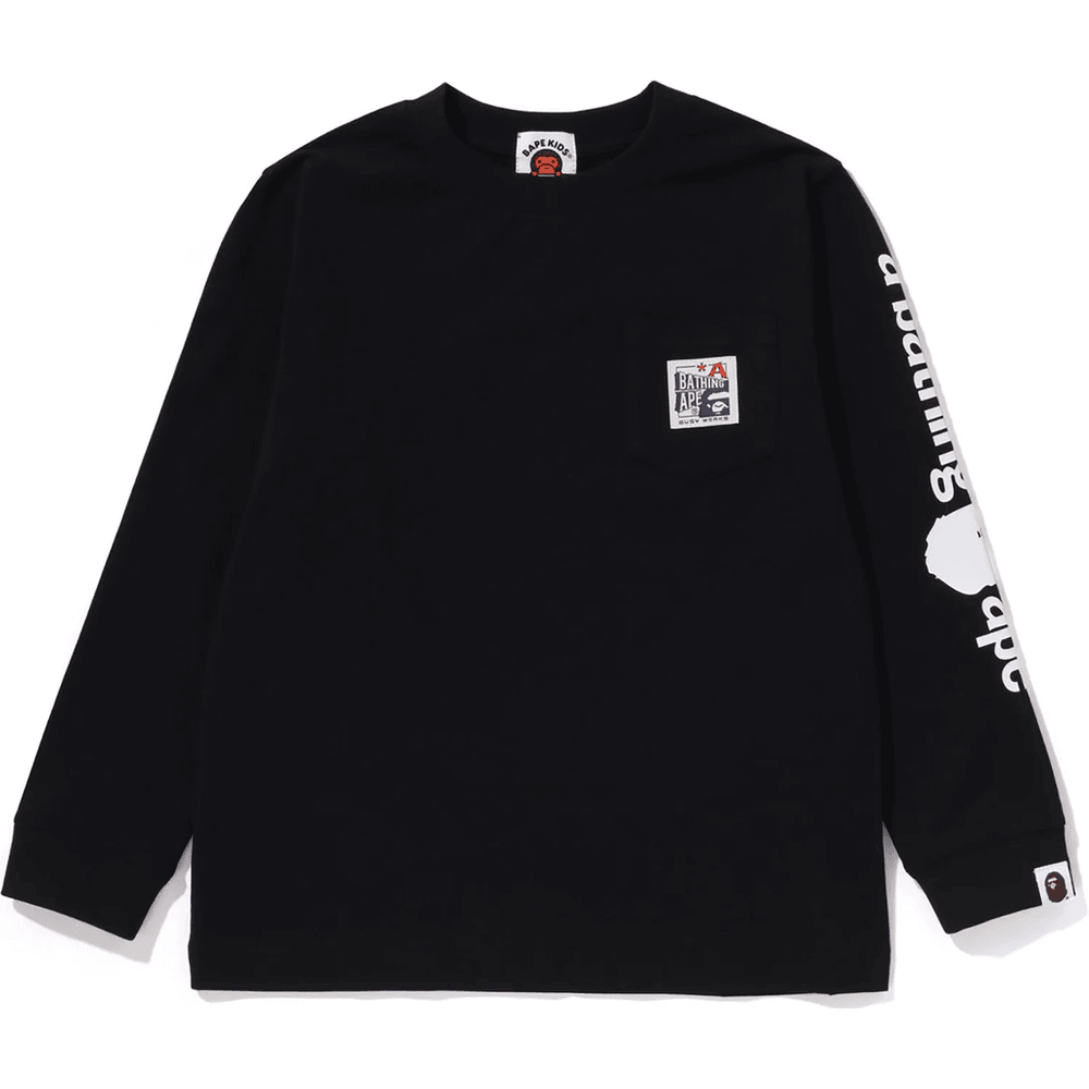 Bape BUSY WORKS POCKET LS TEE KIDS Black